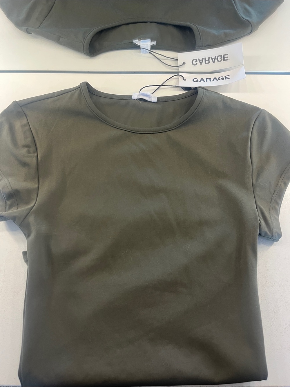 Garage Olive Green Crewneck Short Sleeve Tee
